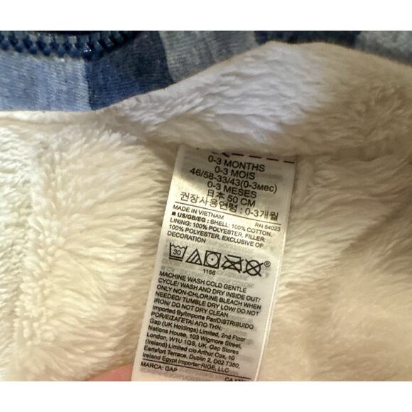 Baby Gap Winter Sherpa Lined Striped Snowsuit in Blue, Size 0-3Months - Picture 5 of 9